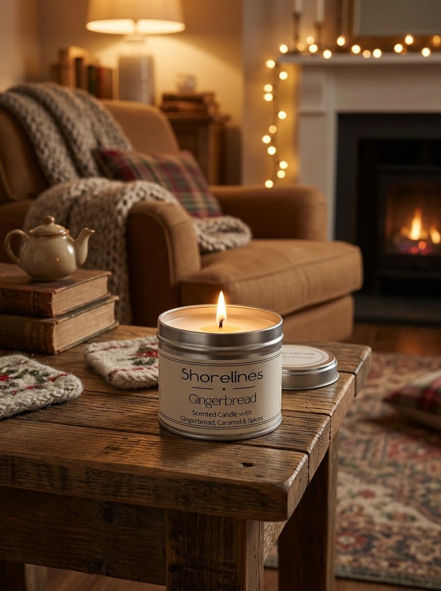 Linen Scented Candle in use